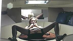 Mindy flashes her small tits outdoors for monster cock