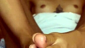 Cum on tiny Latina feet after footjob