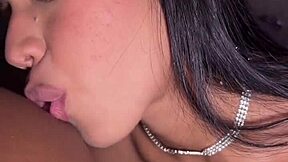 I intensely suck my stepsister's boyfriend's big black cock on webcam.