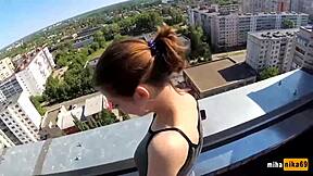 Sexy Russian Teen Bitch Gets Hardcore Fucking On The Roof In HD