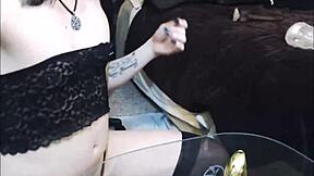 Shemale Solo Licks Cum Off Cock!