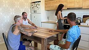 Lost Wife At Cards, Got Triple Creampie On Kitchen Table