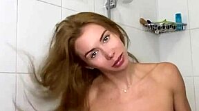 Horny Petite Blonde Masturbates To Crazy Orgasm In Shower!