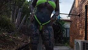 Melody Radford twerks in micro bikini outdoors