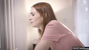 home alone redhead teen zoey nixon got deepthroat blowjob and anal from perv neighbour