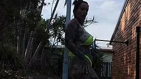 Melody Radford twerks in micro bikini outdoors