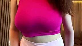 Stepmother indulges in sucking her big tits