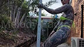 Melody Radford twerks in micro bikini outdoors