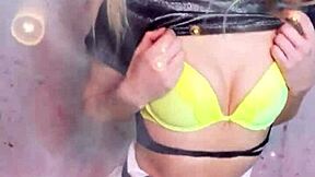 bonneyuwu dances in white skirt with pigtails  