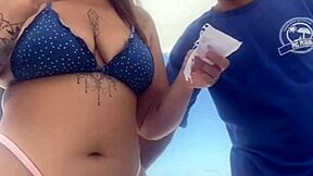 quase transamos na praia lotada with exhibitionists crossdressing flashing big cock