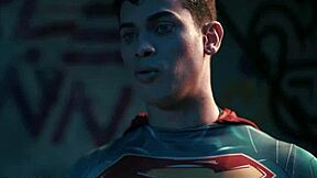 Superman uses harley quinn's bat in the anus during a heroic mission to save the world from disaster