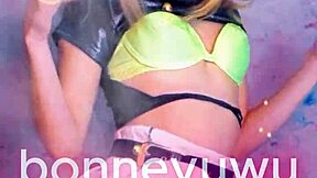 bonneyuwu dances in white skirt with pigtails  