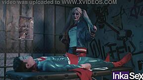 Superman uses harley quinn's bat in the anus during a heroic mission to save the world from disaster