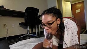 Dripdrop Leeann Labelle Nerd Slut Sucks Big Black Cock in Glasses Makes Him Cum in Mouth Then Sucks Again