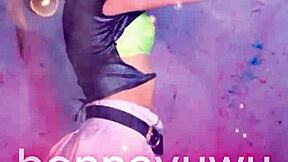 bonneyuwu dances in white skirt with pigtails  