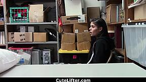 Teen caught stealing in garage by old man. She had to give up her small tits pussy as punishment to Santa's big cock in hardcore POV.