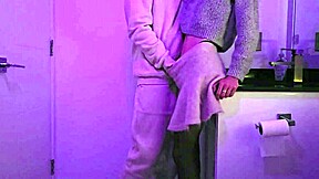 Teen feels intense pleasure in club toilet.