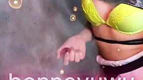 bonneyuwu dances in white skirt with pigtails  