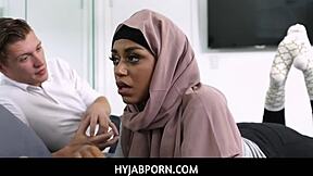 tiny hot muslim ebony teen 18+ milu blaze in hijab fucks her own stepbrother with blowjob deepthroat handjob sex.