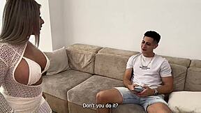 blonde BODYBUILDER babe with BIG tits and CURVY ass gets DIRTY in homemade ROLEPLAY fuck with STEPBROTHER, swallowing all his CUM before family lunch.