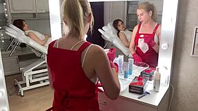 Sugarnadya Teaches Young Russian Bitch Ritafox Proper Pussy Shaving Techniques