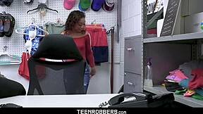 Guard Does Inappropriate Anal Exam to Rebel Teen Thief Sarah Lace with Fingering and Sucking