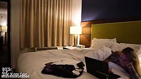 reunited hotel room rendezvous with blonde milf and big black cock in interracial blowjob and doggystyle fucking - want to join the bareback action?