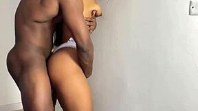 Cute brunette girlfriend submits to her ebony friend with deepthroat blowjob and ball licking in homemade interracial couple video - Nysdel.