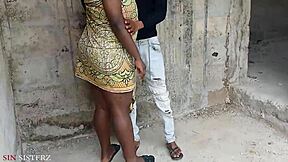 bbw ebony takes big black cock doggystyle in uncompleted building for hardcore sex