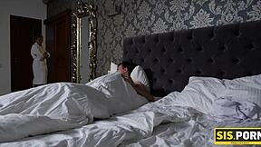 Slim blonde and stepbrother end up with unplanned sex after dinner in fantasy reality.