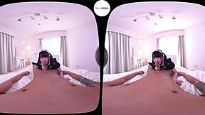 hey, what if this japanese maid in a big ass outfit wakes you up for some uncensored fun?