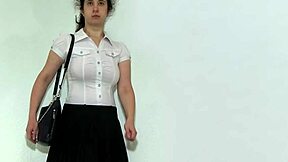 natasha casually poses stripping clothes revealing hairy russian teen body in private solo session with natural tits