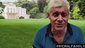 dan, bend over and take this double blowjob from chubby brunette in homemade group fuck