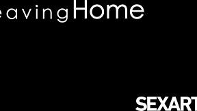 Stunning brunette babe starts with striptease and fingering her shaved pussy. She uses dildo for close-up orgasm while clothes get ripped in solo masturbation.