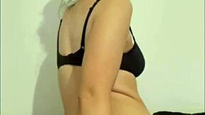 slutty british horny girlfriend experience unfolds with european teen using dildo in homemade webcam solo