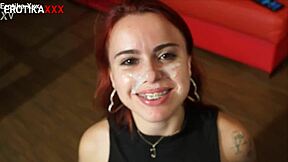 What About Redhead Cutie Dancing With Pretty Long Hair And Wet Tattoo In Night Club For Double Blowjob On Monster Cock?