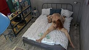 Redhead teen 18+ gives blowjob to her step dad with deepthroat fingering