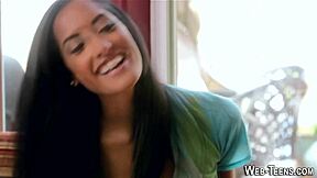 Petite latina teen gets fingered by her brunette friend in a casual girl on girl session with high definition close ups.