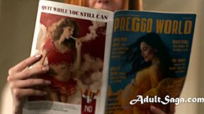 Tiny redhead Juno with pregnant Madi Collins