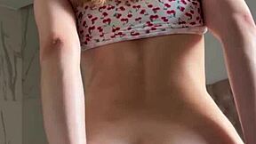 Cute girl masturbates with dildo