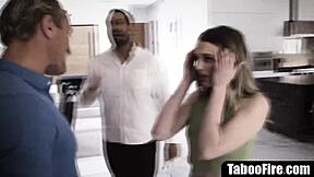 Oh wow, this 18yo teen gets roughly fucked and deepthroated by her much older boyfriend's monster cock!