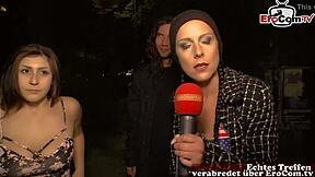 hey stranger, wanna get dragged off by this young teen for some public fun? she says in german casting.