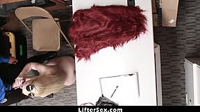 Why does rich and famous shoplifter Darcie Belle get punished hardcore by officer in garage?