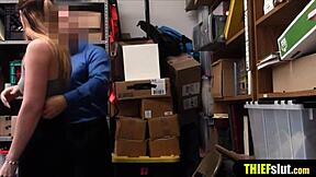 Geeky cute shoplifter gets rough fucked on cctv 😲