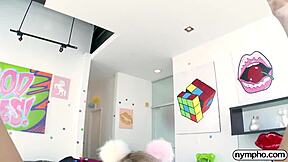 Nympho busty teen gabbie carter rides big cock doggystyle getting creampie in shaved pussy