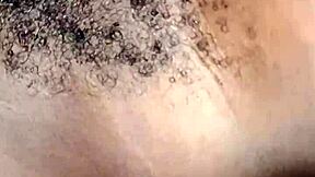 fucking a sexy petite 18+ ebony chic with her hairy wet pussy taking big cock