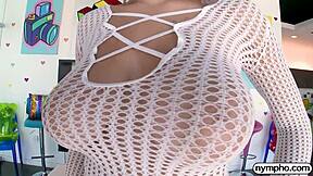 Nympho busty teen gabbie carter rides big cock doggystyle getting creampie in shaved pussy