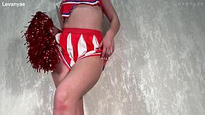 Cheerleader slut, take these two huge BBC dildos for double vaginal penetration now