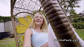 I feel so horny banging that petite blonde spinner in leggings. Her skinny body takes my huge monster cock in hardcore group fucking.