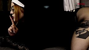 Freirinha Madalena Poses In Exotic Costumes With Pierced Nipples And Stockings During Photoshoot